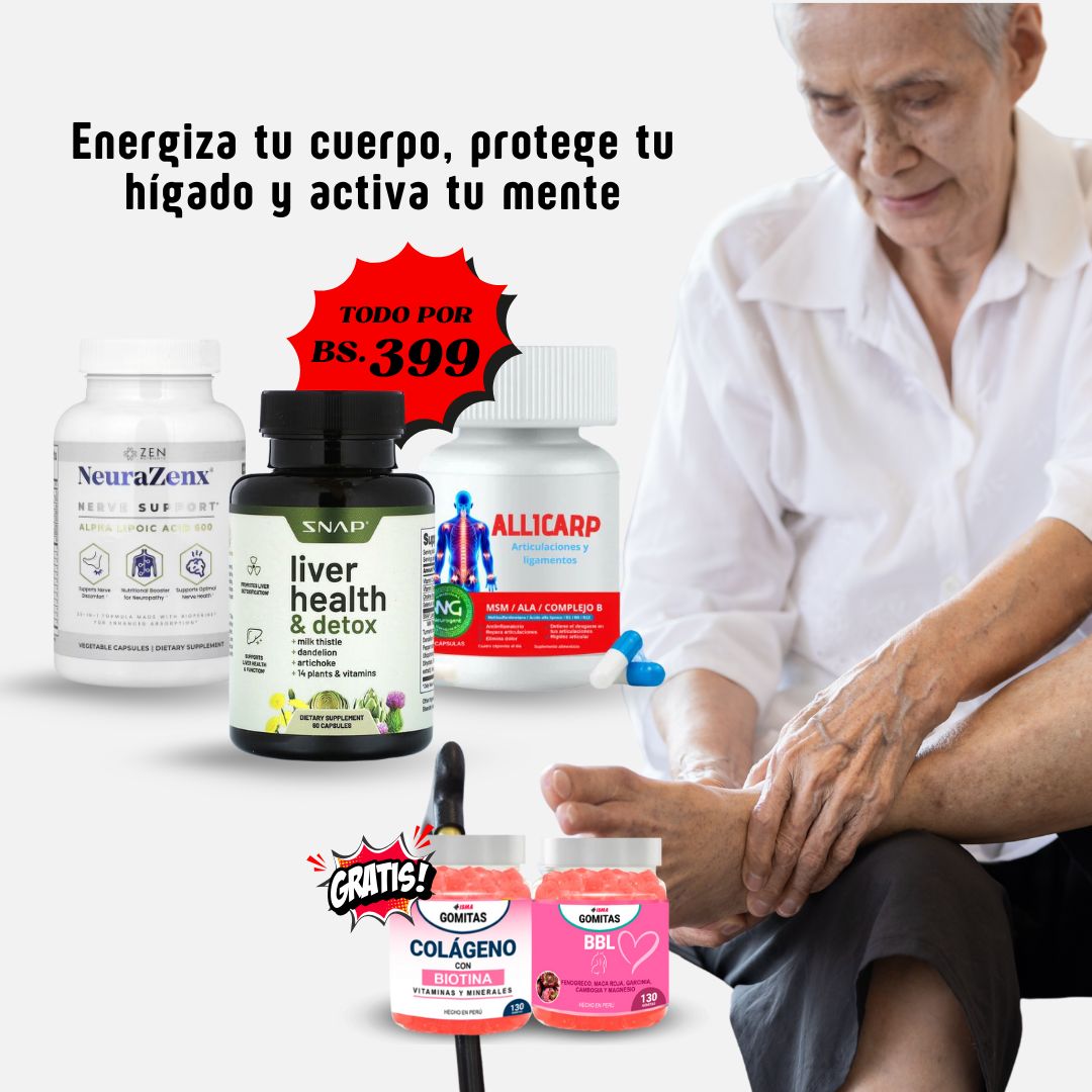 PROMO 1 ALLICARP + 1 LIVER HEALTH + 1 NEURAZENX + REGALO GOMITAS DE COLAGENO