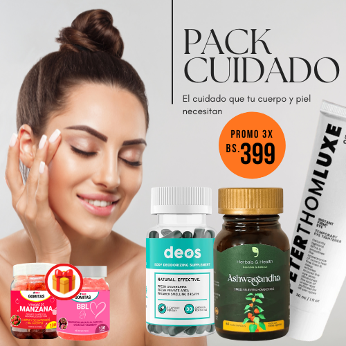 Pack Cuidado (DEOS + ASWAGANDHA + PETER THOMLUXE) + 2 gomitas funcionales