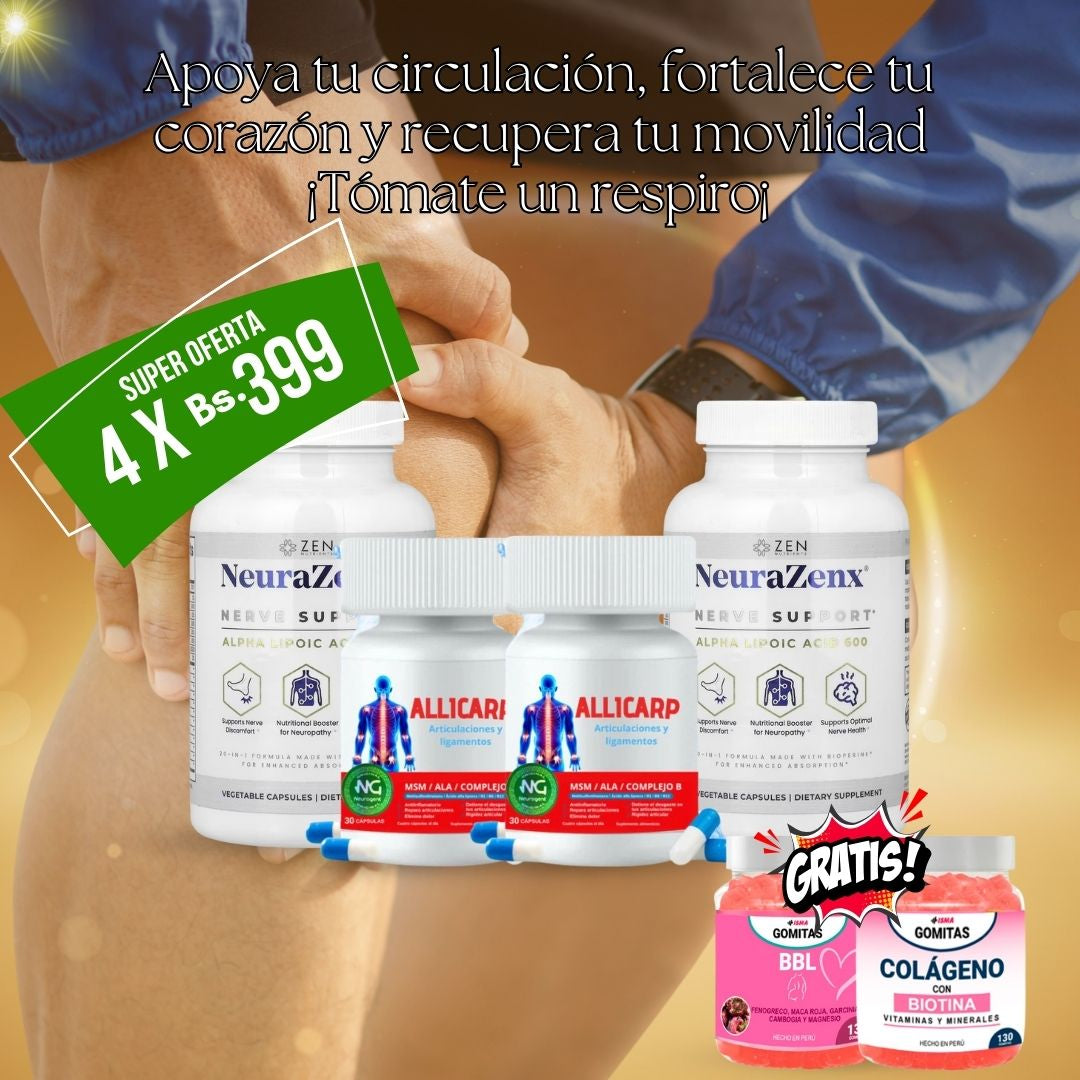 PROMO 2 ALLICARPS + 2 NEURAZENXS + REGALO 2 GOMITAS DE COLAGENO Y BBL