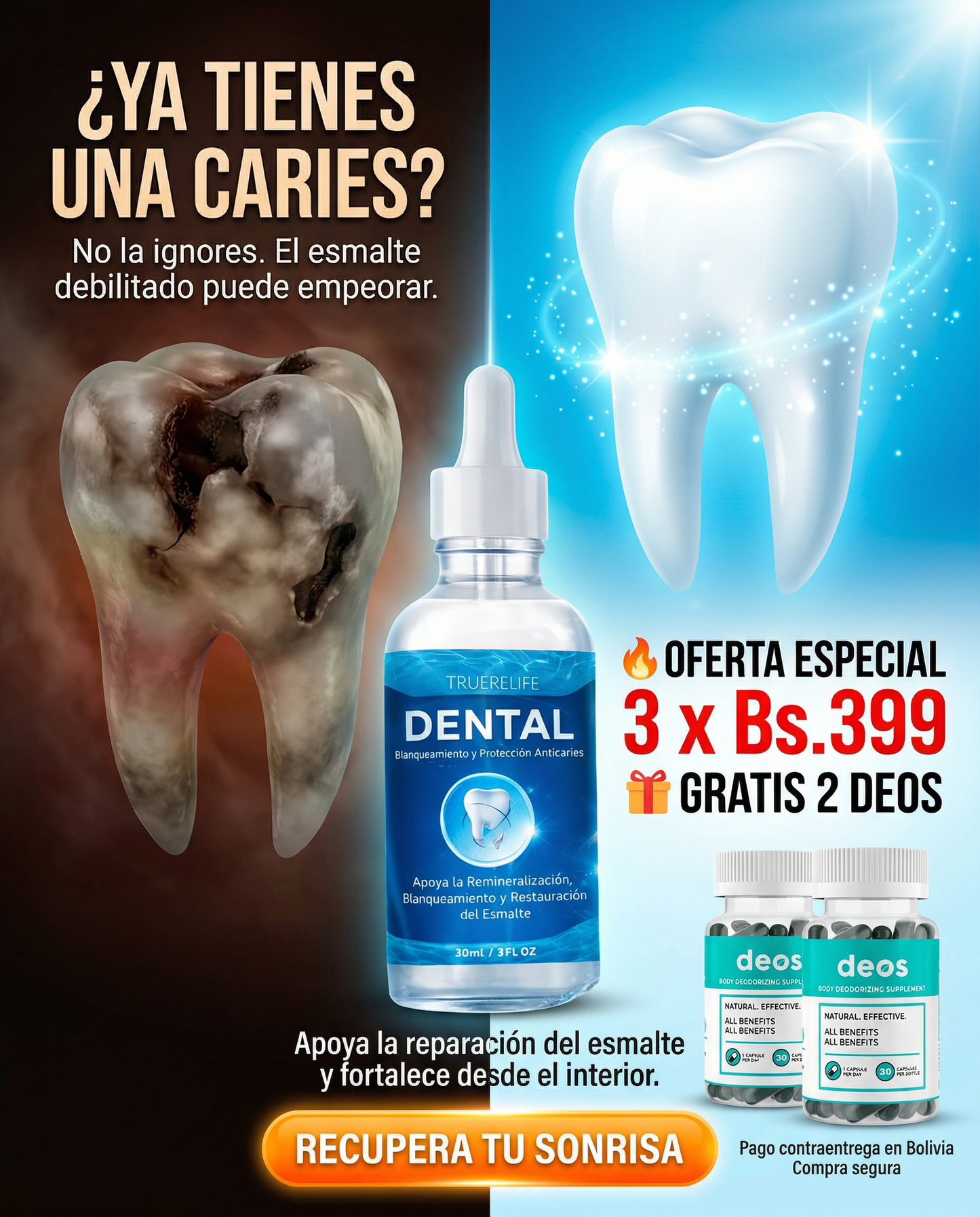 Armadura Líquida Curativa de caries para dientes + Deos
