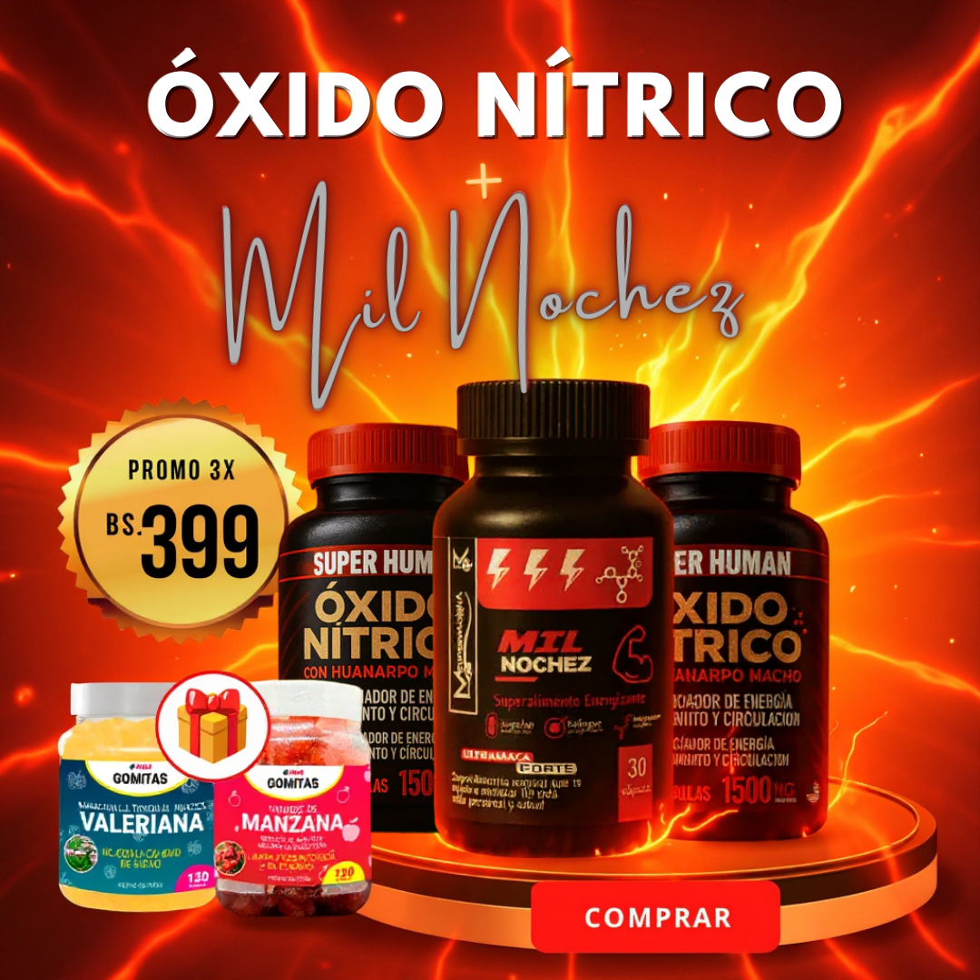 PROMO 2 OXIDOS NITRICOS +1 MIL NOCHEZ + REGALO 2 GOMITAS FUNCIONALES