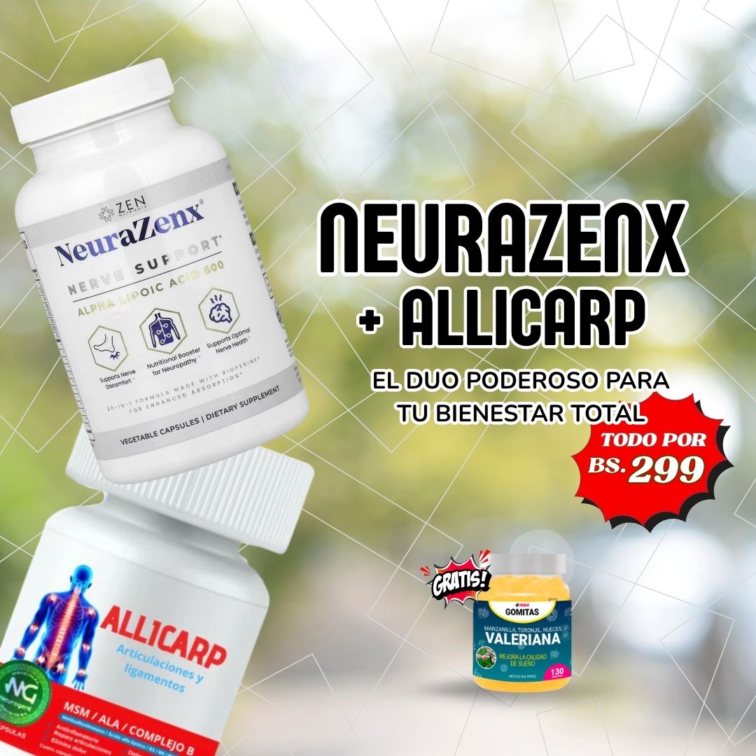 SUPER COMBO 1 Neurazenx + 1 Allicarp + regalo gomitas de Valeriana