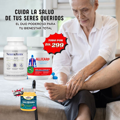 SUPER COMBO 1 Neurazenx + 1 Allicarp + regalo gomitas de Valeriana