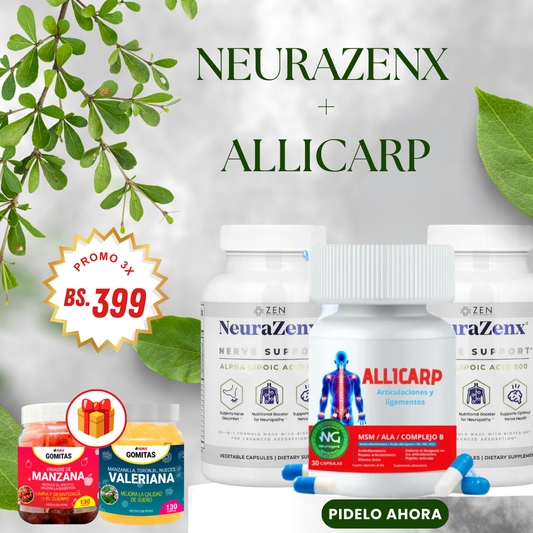 PROMO 1 ALLICARP + 2 NEURAZENXS + REGALO 2 GOMITAS FUNCIONALES