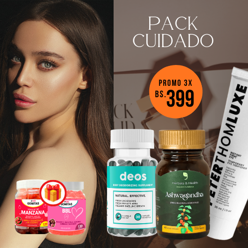 Pack Cuidado (DEOS + ASWAGANDHA + PETER THOMLUXE) + 2 gomitas funcionales