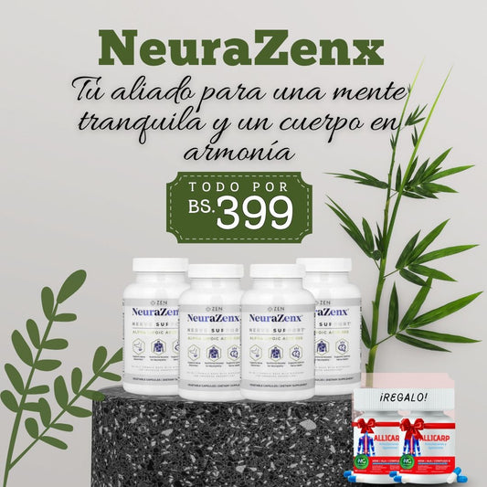 PROMO 💊 4 NEURAZENS + REGALO 2 FRASCOS DE ALLICARP 🎁