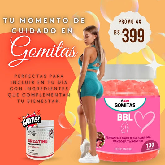 SUPER COMBO para mujeres 4 frascos de gomitas BBL + regalo creatine monohidratada