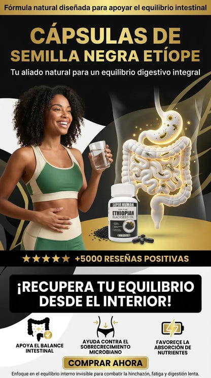 Cápsulas de semilla negra etíope - Tratamiento antiparásitos con timoquinona 4.63%