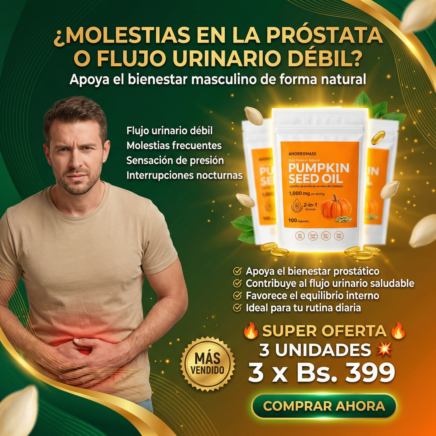 PUMPKIN SEED OIL - ELIMINA LAS MOLESTIAS AL ORINAR