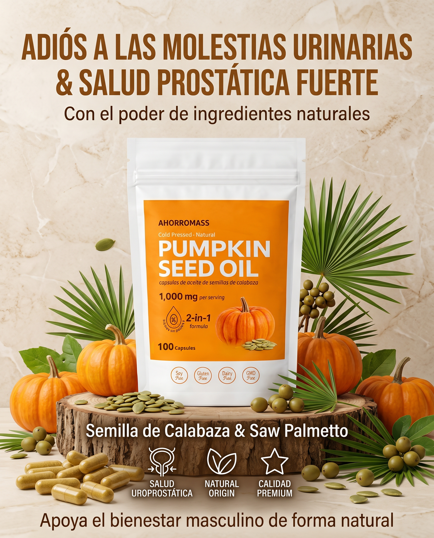 PUMPKIN SEED OIL - ELIMINA LAS MOLESTIAS AL ORINAR + NAD