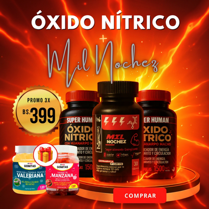 PROMO 2 OXIDOS NITRICOS +1 MIL NOCHEZ + REGALO 2 GOMITAS FUNCIONALES